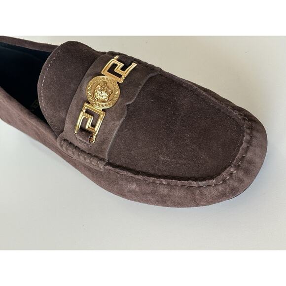 VERSACE Gold Medusa Men's Brown Suede Driver Shoes 11 US (44 Euro) 1009707 NIB - Picture 8 of 16
